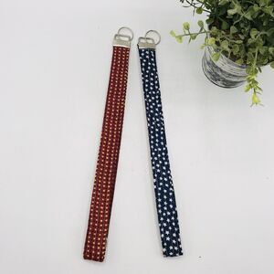 Set of 2 Americana Lanyards, Teacher, ID, Key Chain, Stocking Stuffer 13x1 Inch